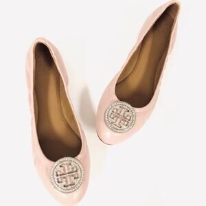 Tory Burch Liana Pink Napa Leather Ballet Flats Size 6